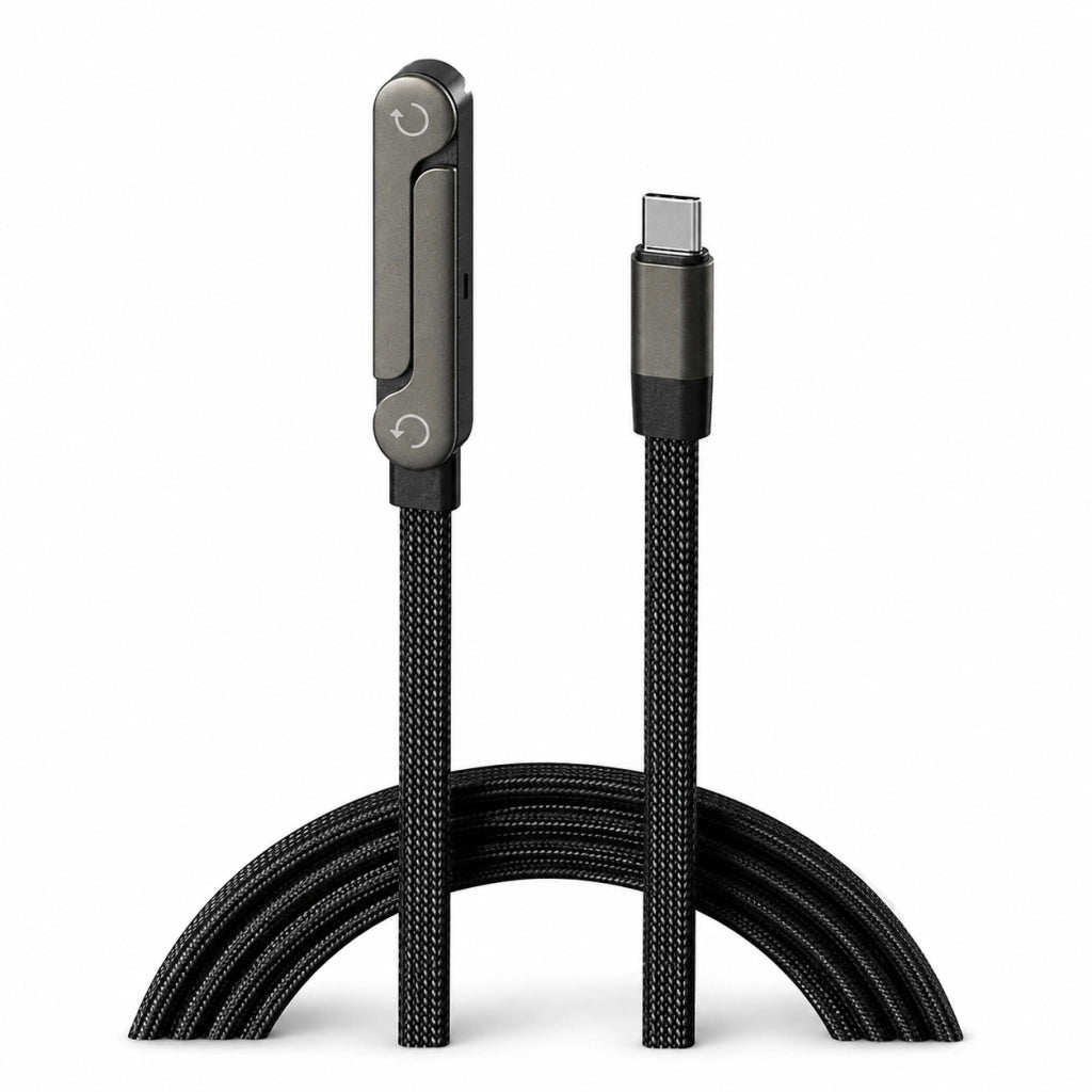 CAVO TYPE-C A TYPE-C 240W FAST CHARGING SUPPORTO SMARTPHONE PIEGHEVOLE NERO DATI