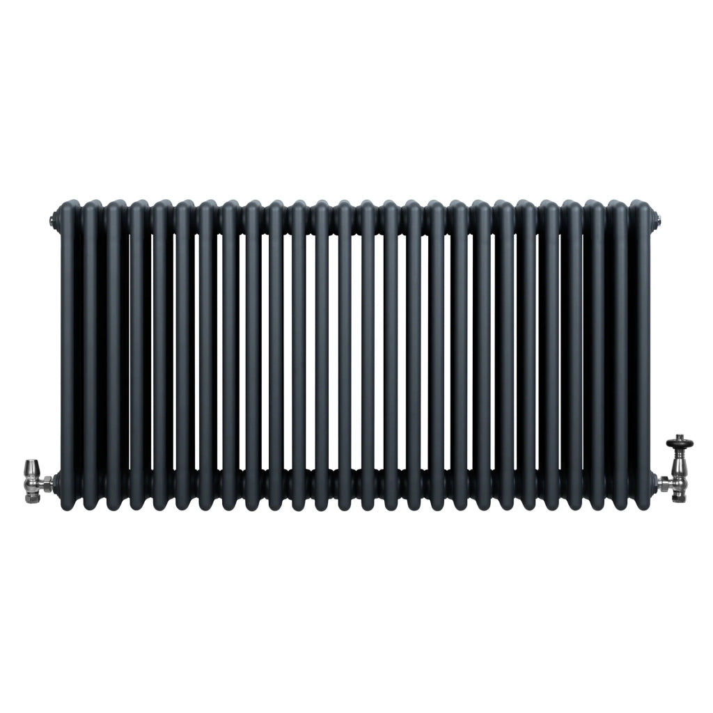 Radiatore Tradizionale 4 Colonne Orizzontale Riscaldamento Antracite & Valvole 600x1190 mm
