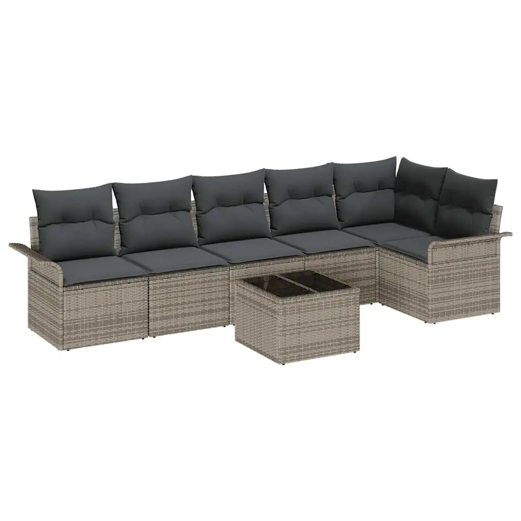 Set Divano da Giardino con cuscino 7 pcs Grigio polyrattan