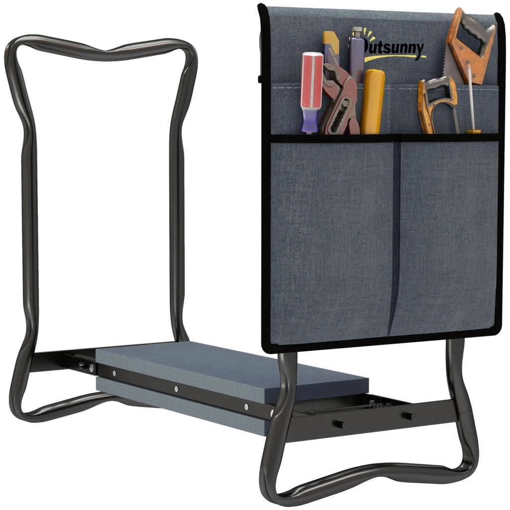 Sgabello Pieghevole da Giardino 2 in 1 ¨C Xylo ¨C Con Cuscino EVA e Borsa Portattrezzi