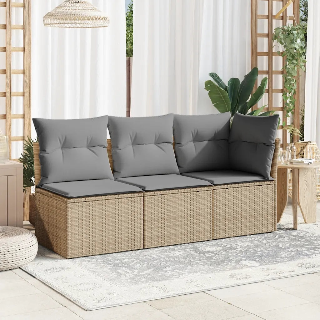 Divano Angolare da Giardino con Cuscini-Sofa da Giardino-Divanetto da esterno Beige in Polyrattan 689626