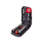 Wiha 44684 Set di Chiavi a Bussola ed Inserti 1-4'' 40 Pezzi con Borsa Funzionale e Clip per Cintura colore Nero