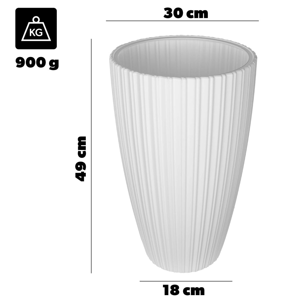 Vaso da fiori KADAX 30 cm con coperchio e inserto, in plastica bianca.
