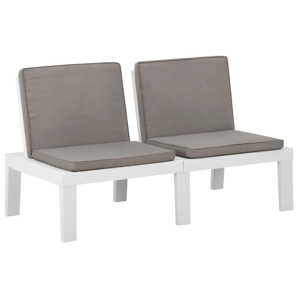 Set Divani da Giardino con Cuscini 2 pz in Plastica Bianco 315852