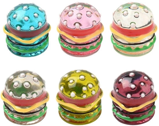 Pacchetto di Accessori per Hamburger in Metallo - 6 Pezzi - Hars/Emaille - 6 Colori - Artefatto DIY - 16 mm di Larghezza/16 mm di Lunghezza