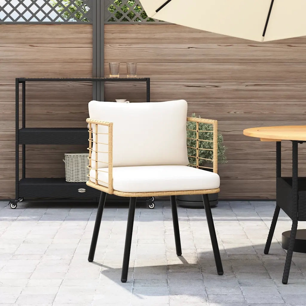 Sedia da Giardino | Sedie da Esterno con Cuscini Naturale in Polyrattan