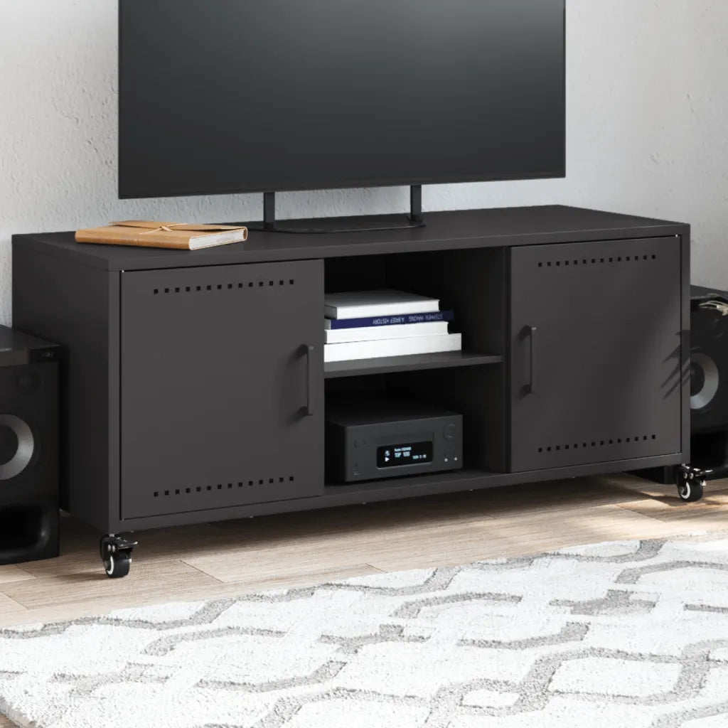 Mobile TV-Credenza per TV-Console TV Nero 100,5x39x43,5 cm in Acciaio 868219