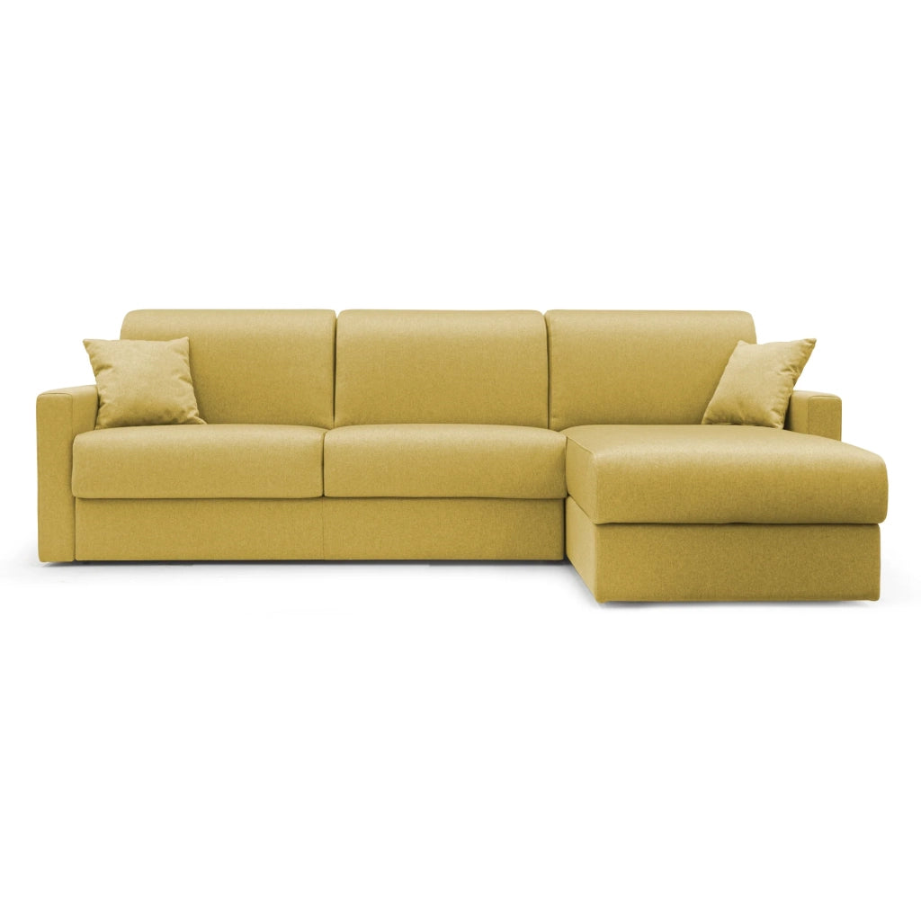 Chris Divano letto angolare 5 posti in tessuto impermeabile T13 248 cm Sinistro (mat. 120x197) giallo