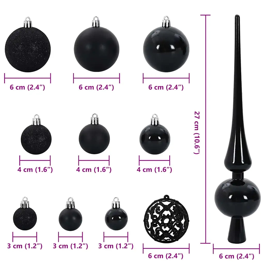 Set di Palle di Natale con 150 LED 61 pcs Nero Plastica 42018827
