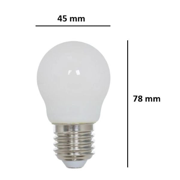 LAMPADINA SFERETTA A LED 4,5W LUCE CALDA 2700K 470 LUMEN E27 BOT