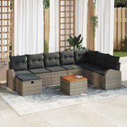 Set Divano da Giardino con cuscino 9 pcs Grigio Poly Rattan 3360856