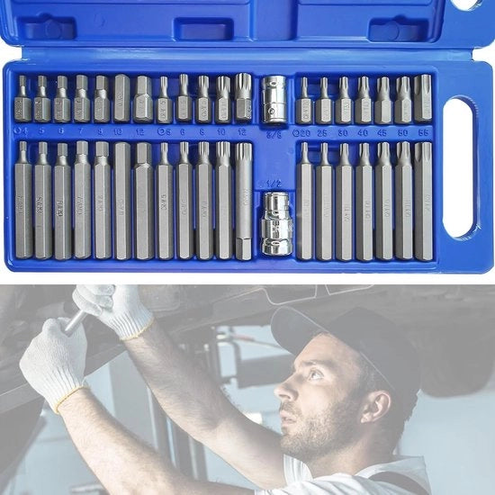 Set di 40 bit Torx e Spline con morse e astuccio