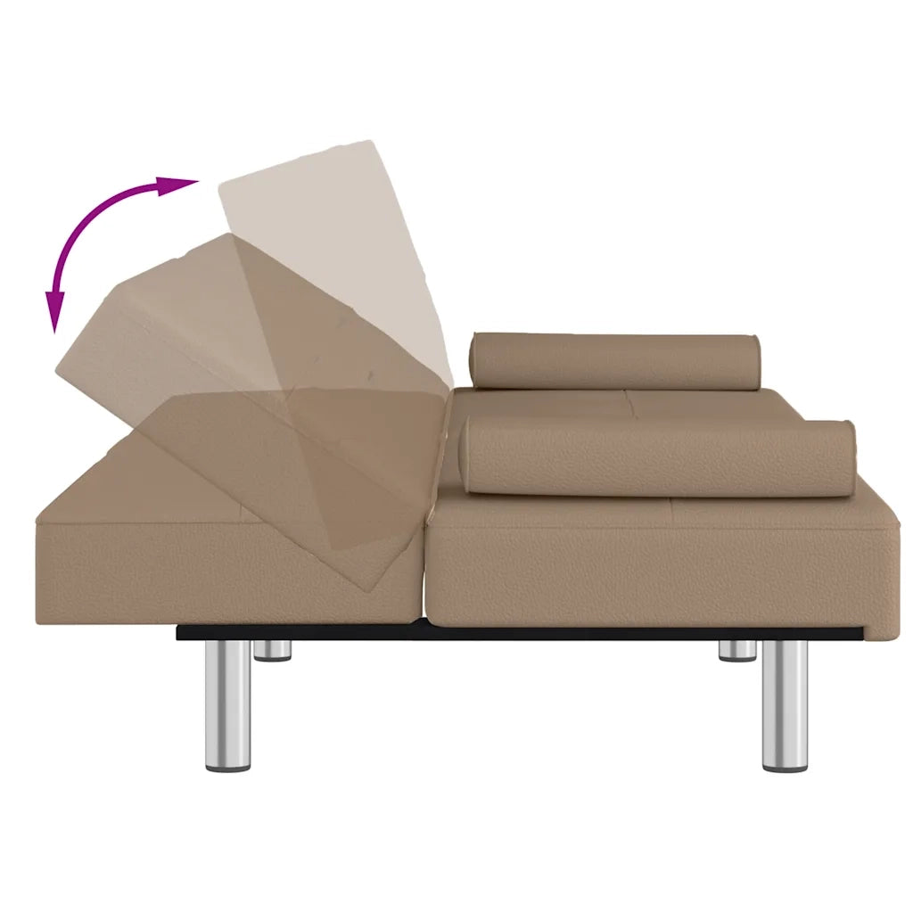 Divano Letto con Portabicchieri-Sofa Letto-Daybed in Similpelle Cappuccino