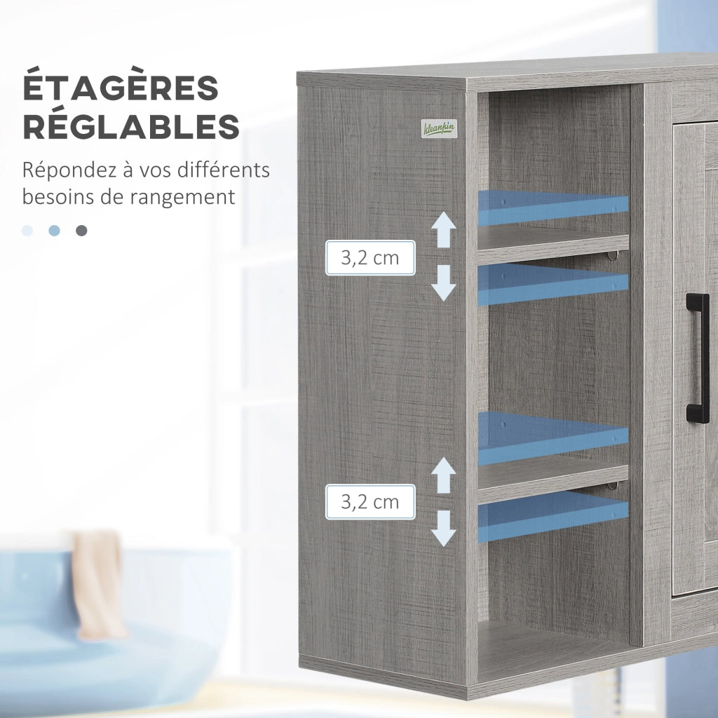 Mobile da bagno sospeso a parete ¨C Xylo ¨C Grigio con anta e ripiani 48x20x50 cm