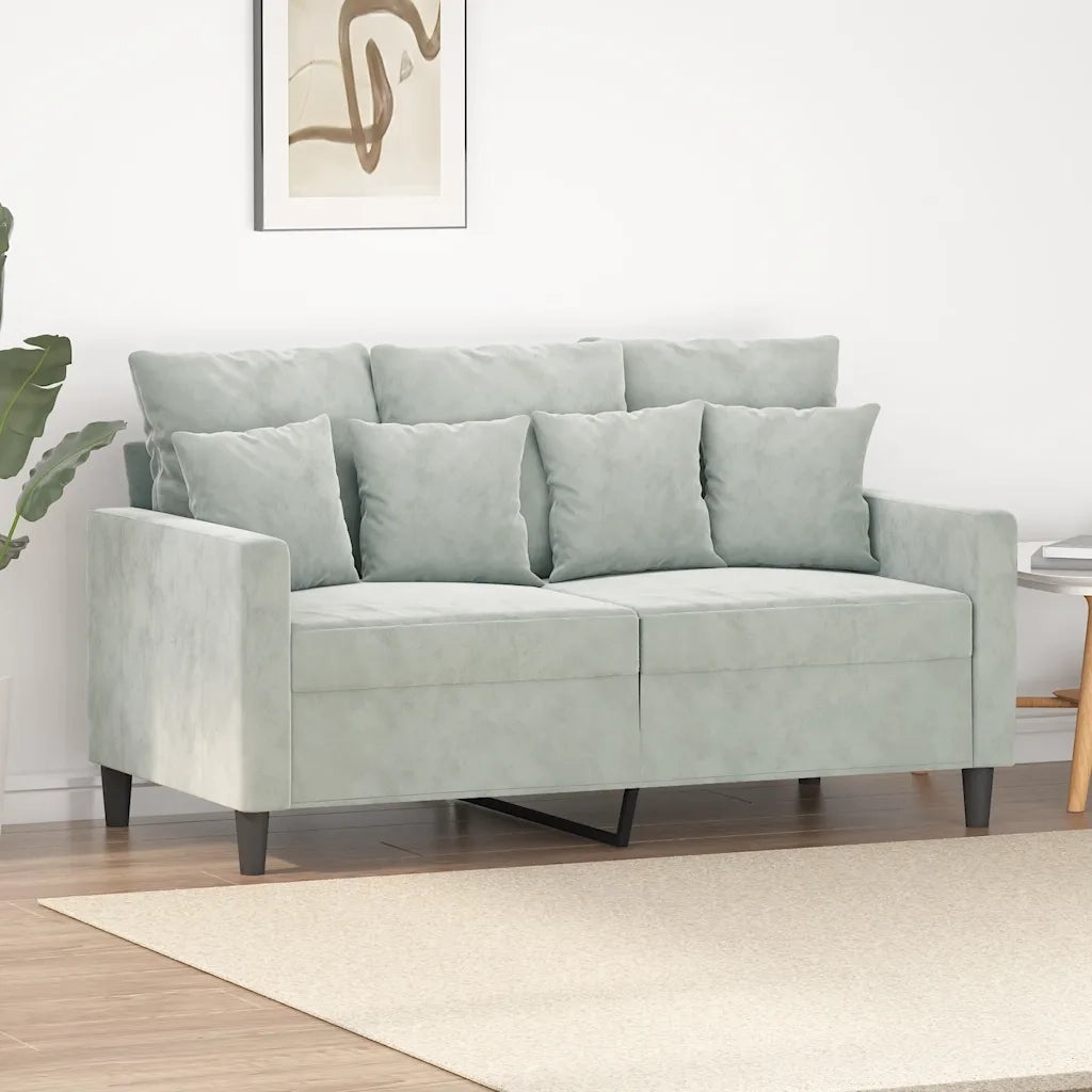 Divano a 2 Posti-Sofa 2 Posti Grigio Chiaro 120 cm in Velluto 648954