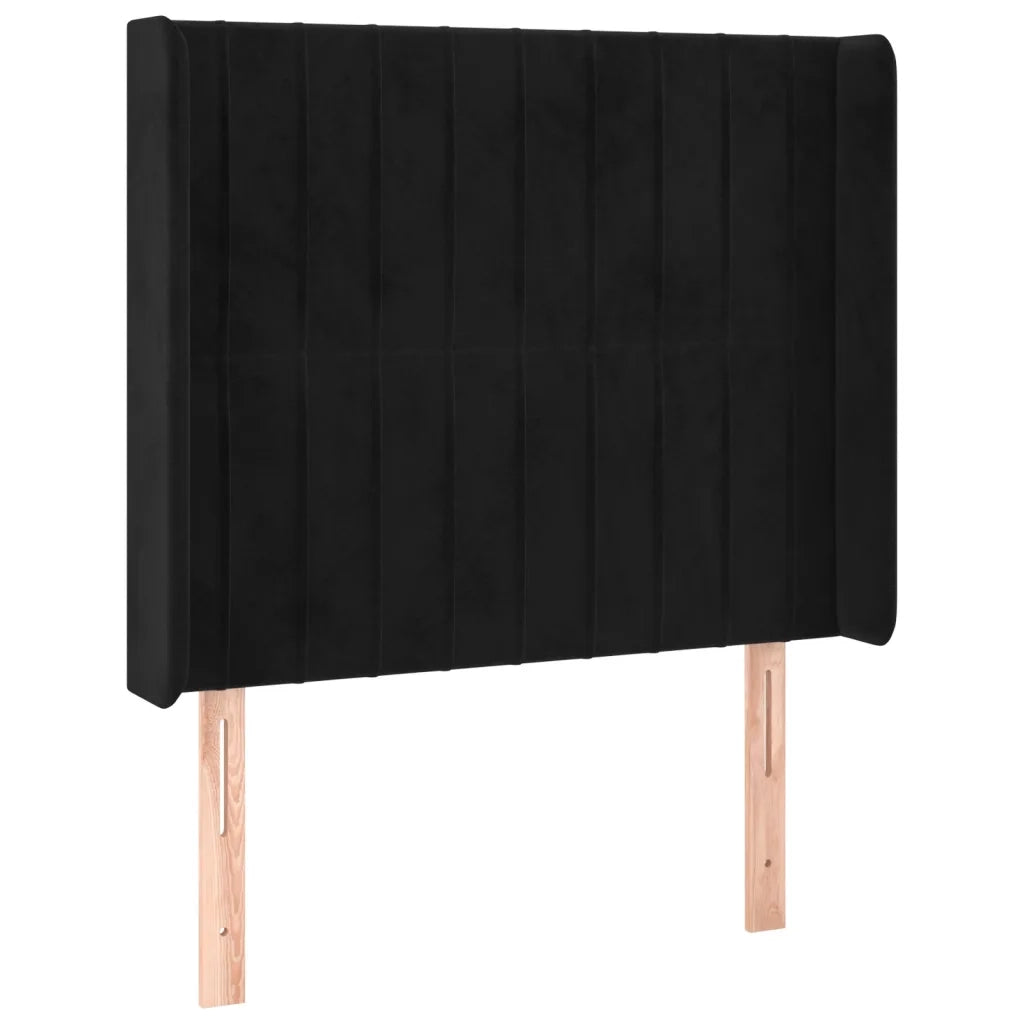 Testiera ad Orecchio-Testata con Orecchie Nera 93x16x118/128 cm in Velluto 213923
