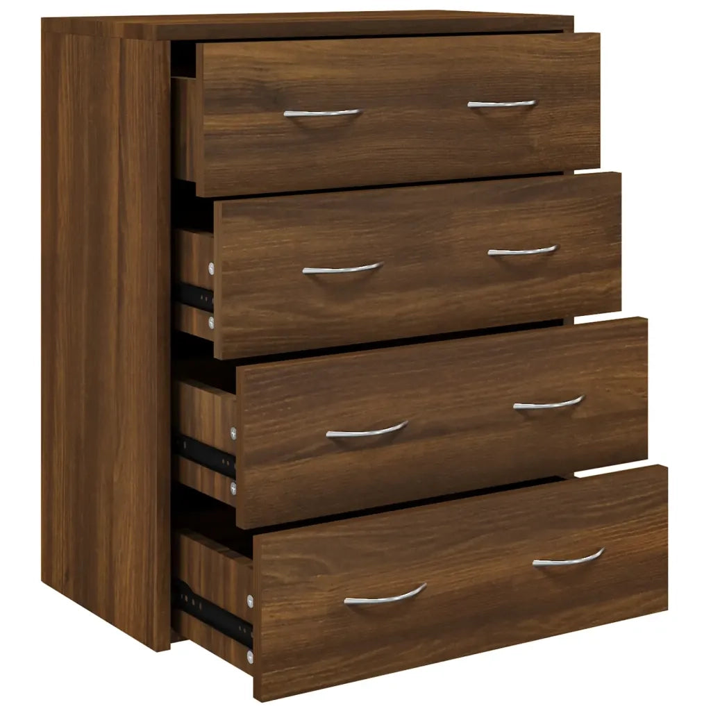 Credenza | Madia | Buffet da pranzo | Armadio da pranzo con 4 Cassetti 60x30,5x71 cm Rovere marrone