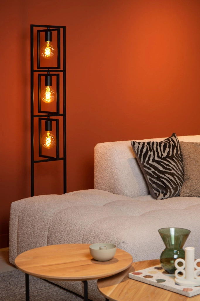 Lampada da terra loft Luuk 3 luci E27 nera Lucide