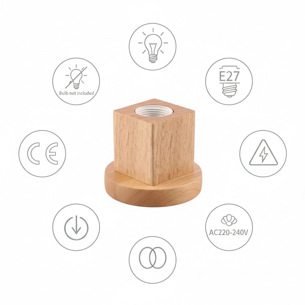 LAMPADA DA TAVOLO LEGNO E27 BASE CILINDRICA DESIGN MINIMAL MODERNO TD-324