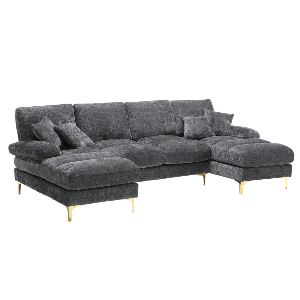 Divano angolare U ¨C MINIMAL ¨C Chenille, 5 posti, grigio