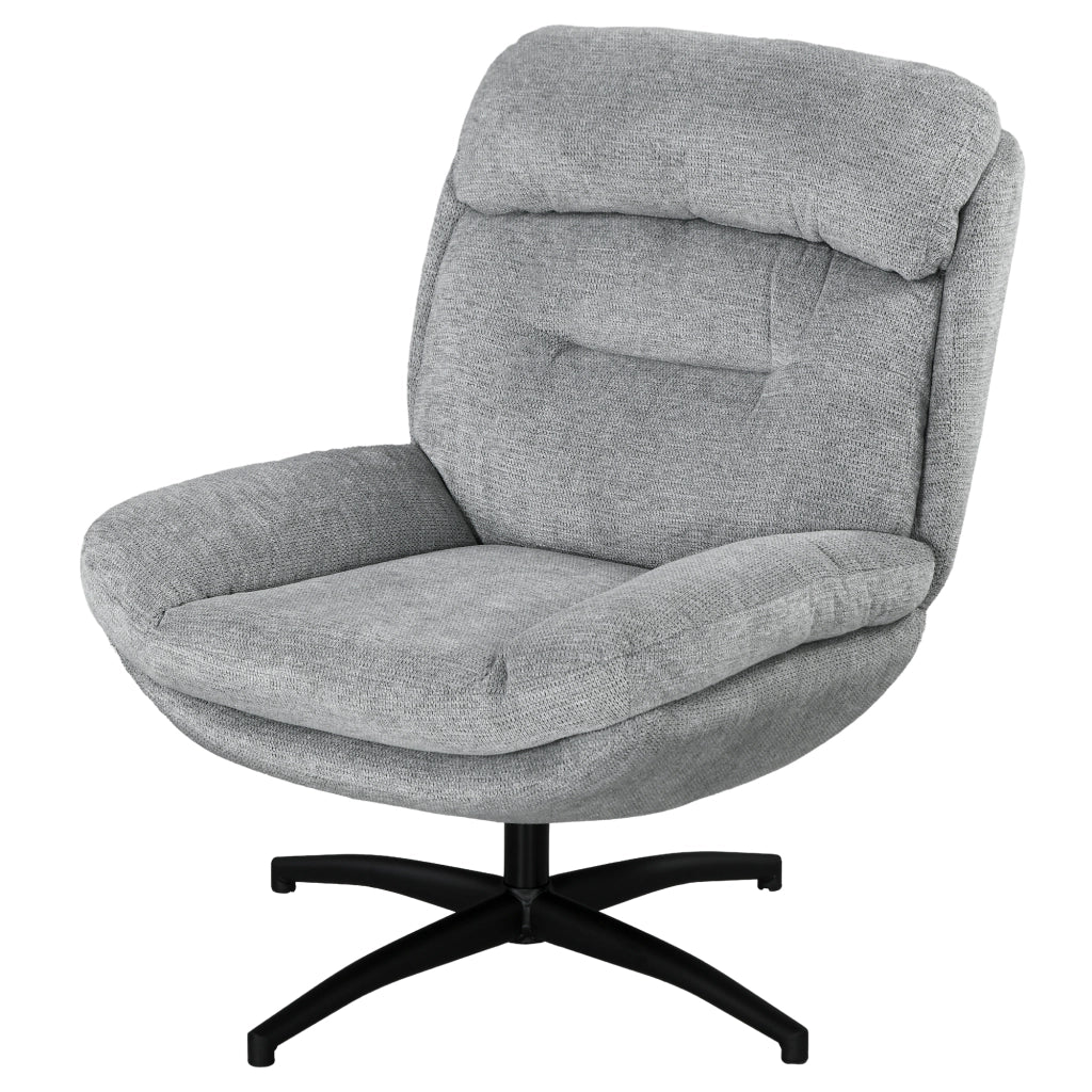 Poltrona girevole 360¡ã ¨C Xylo ¨C tessuto chenille grigio e nero con braccioli integrati