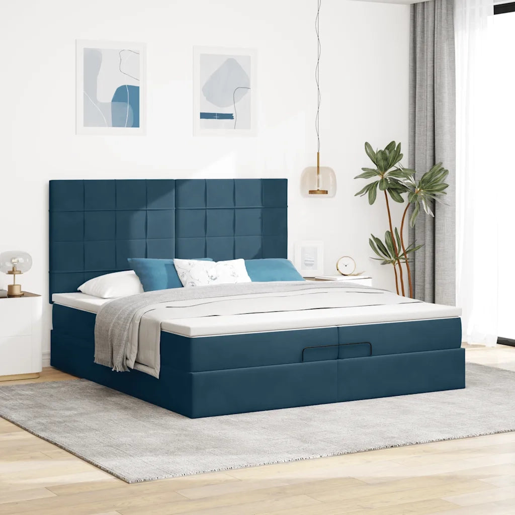 Struttura Letto Pouf con Materassi 200x200 cm Velluto 3313497