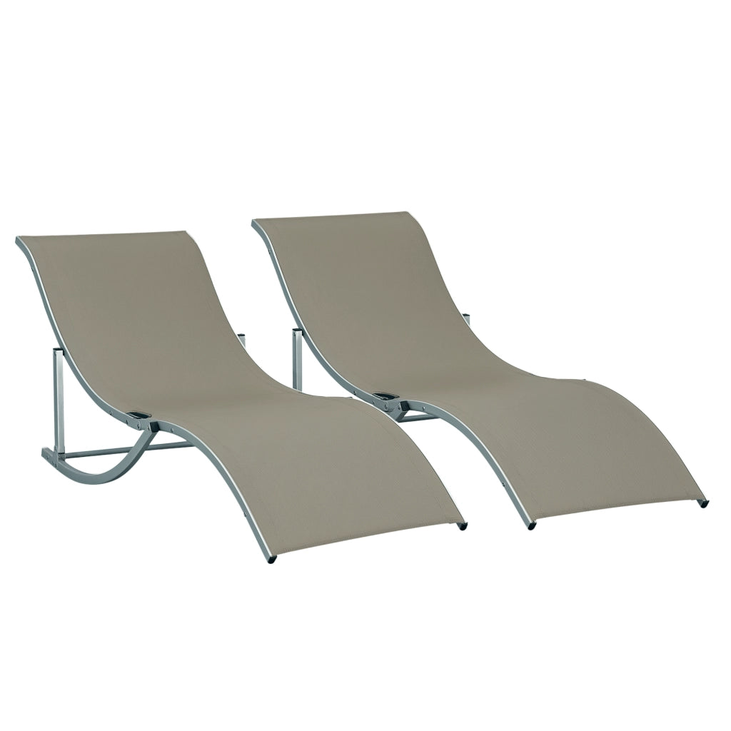 Lettino Prendisole Pieghevole ¨C Xylo ¨C Alluminio e Textilene, 61x165x63cm, Set 2 Pezzi