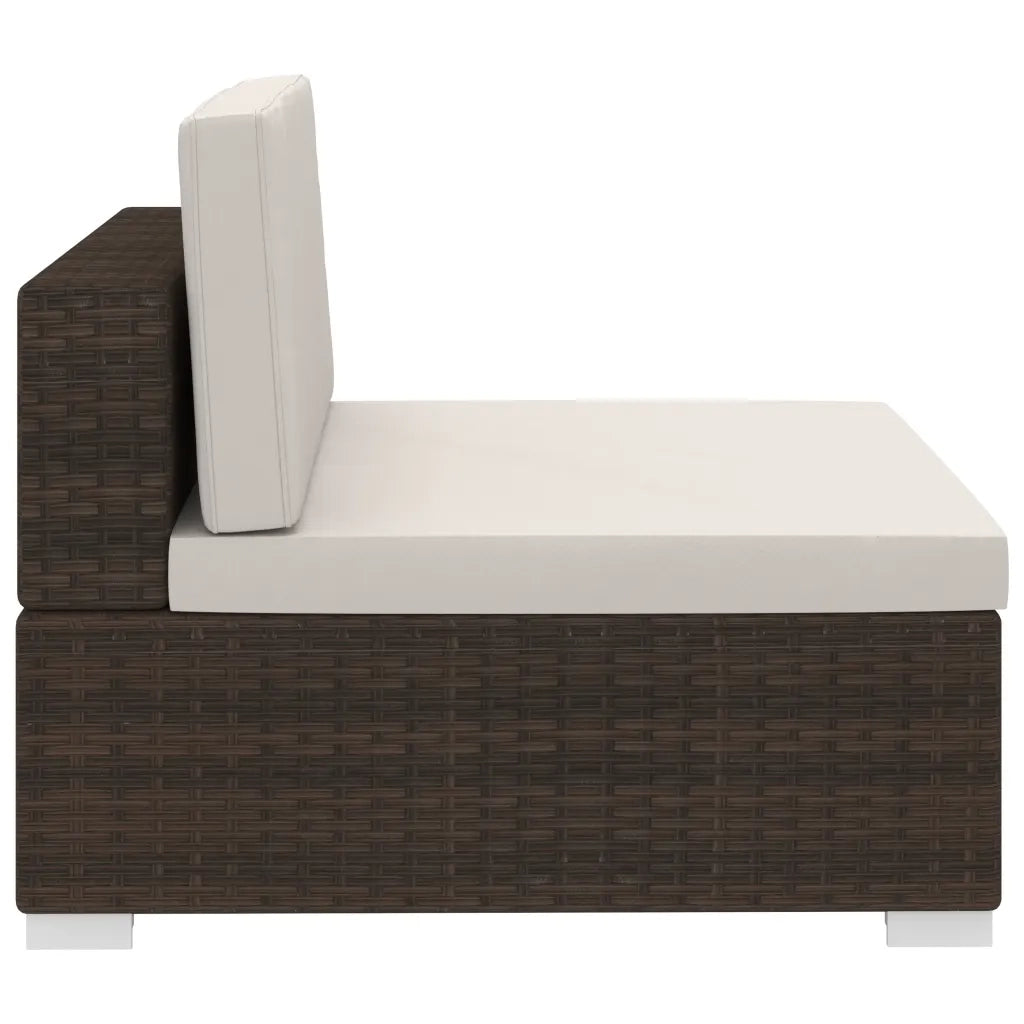 Set Divani da Giardino 3 pz con Cuscini in Polyrattan Marrone 47265