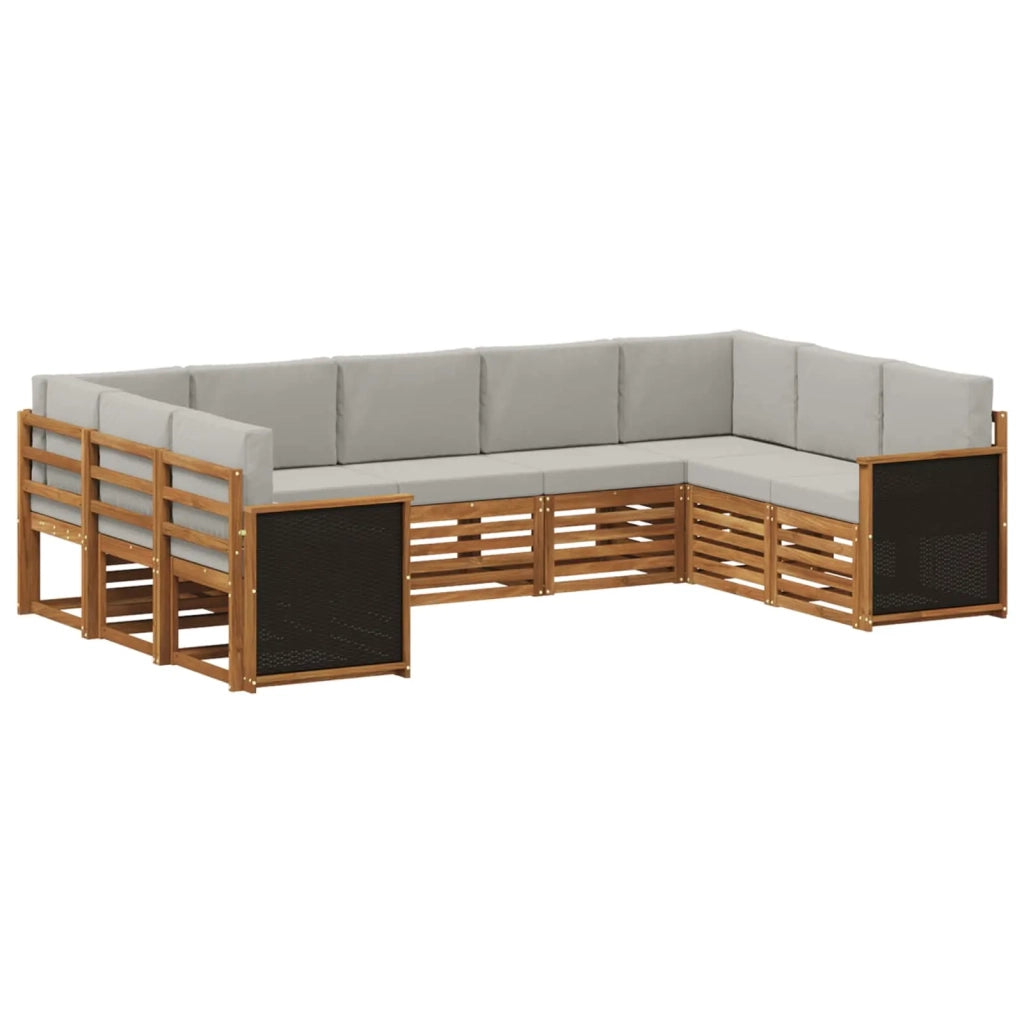 Set di divani da esterno 7 pz Naturale e Grigio Chiaro 3384822