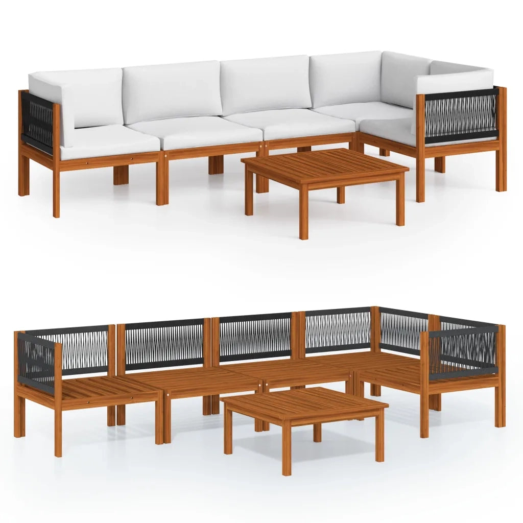Set da giardino 6 pezzi con cuscini crema 63x63 cm 3057901