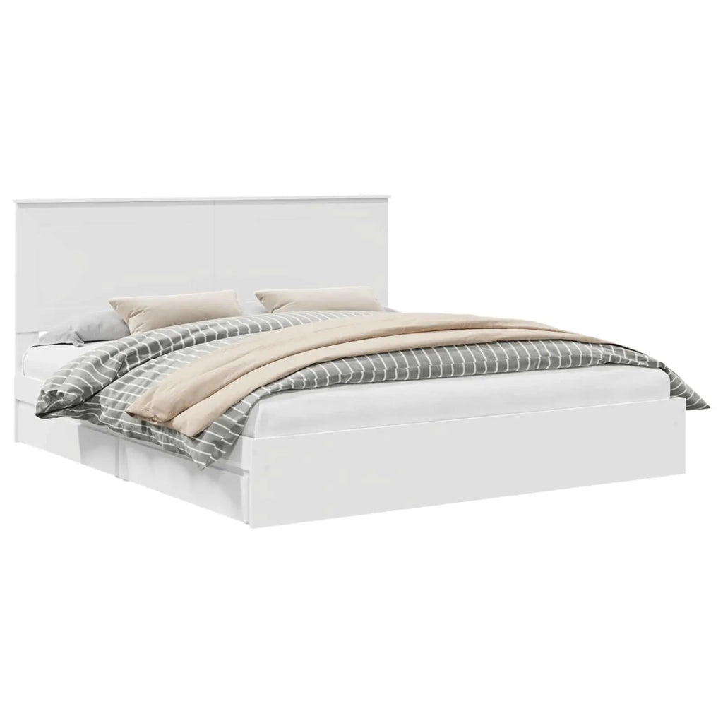 Letto con Contenitore Bianco 180 x 200 cm Legno multistrato 3409524