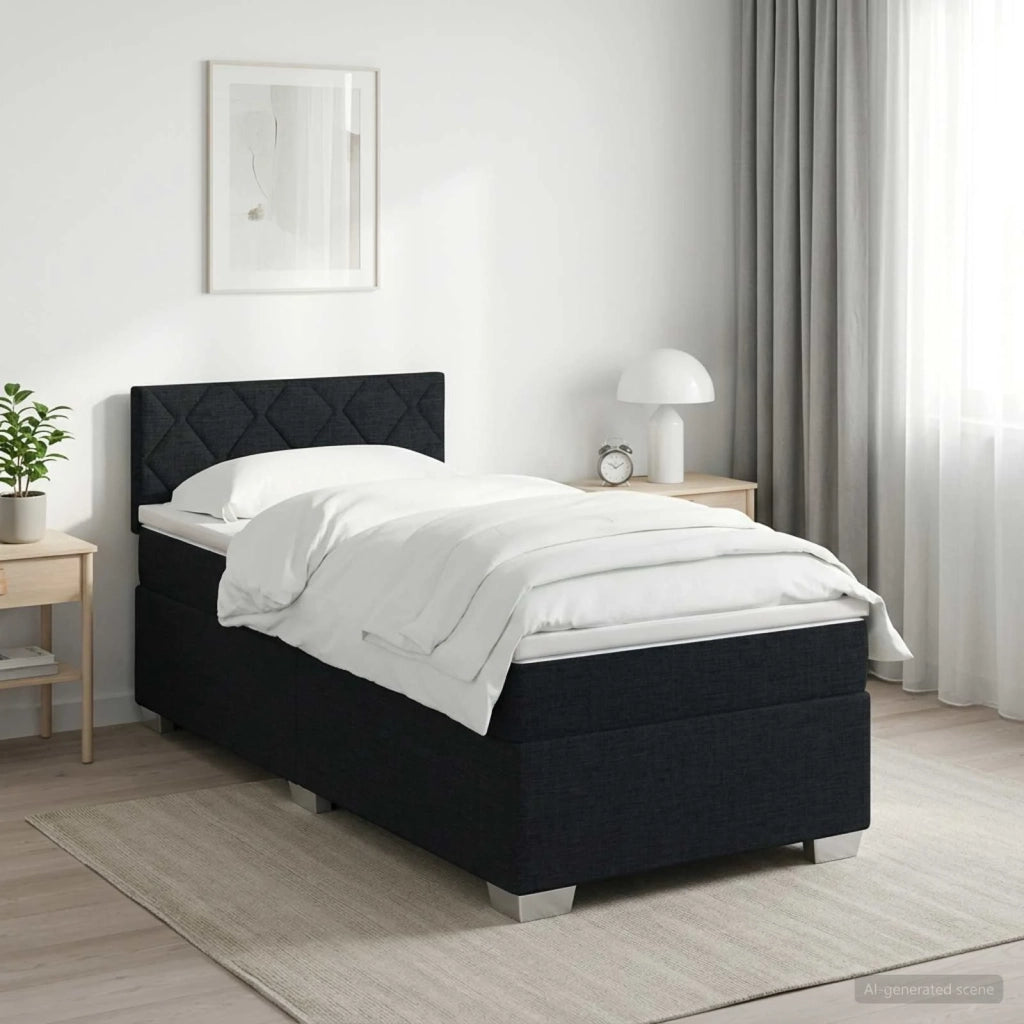 Letto box spring con materasso Nero 80 x 200 cm Tessuto 3450357