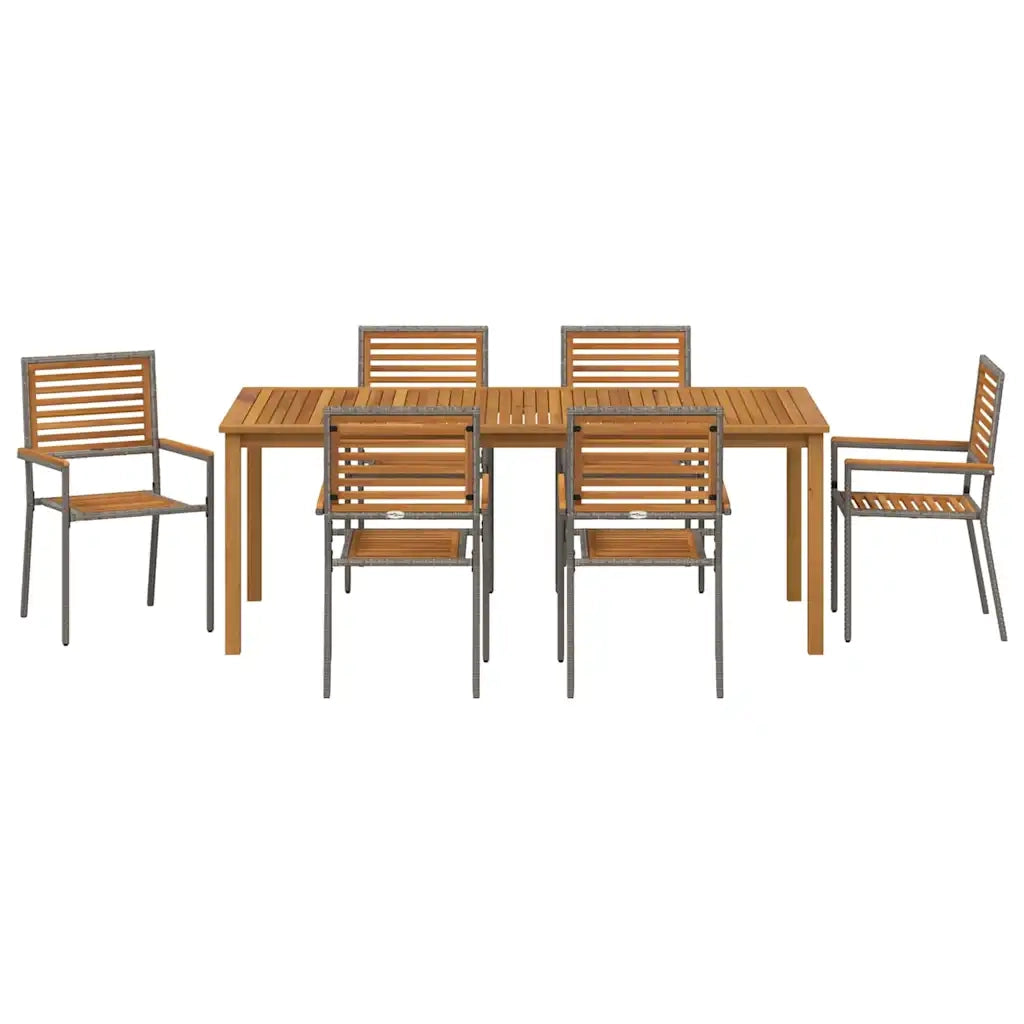 Set da Pranzo per Giardino 7 pcs Grigio