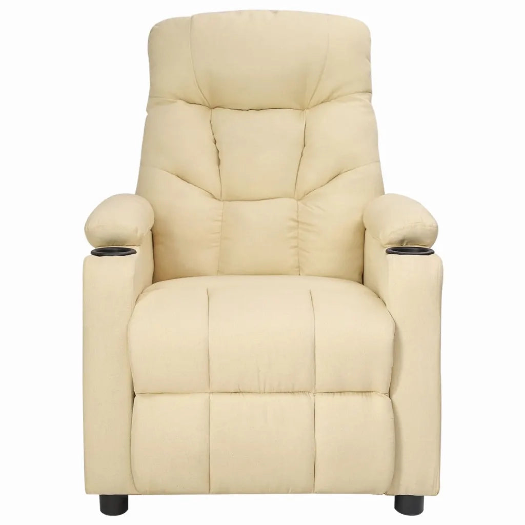 Poltrona | Sedia Relax Reclinabile in Tessuto Crema