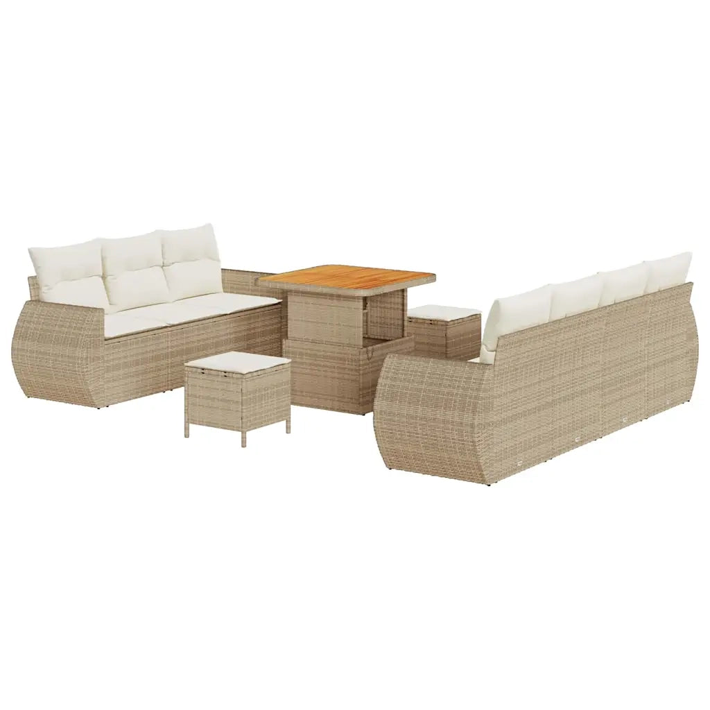 Set Divano da Giardino con cuscino 10 pcs Beige polyrattan 3361836
