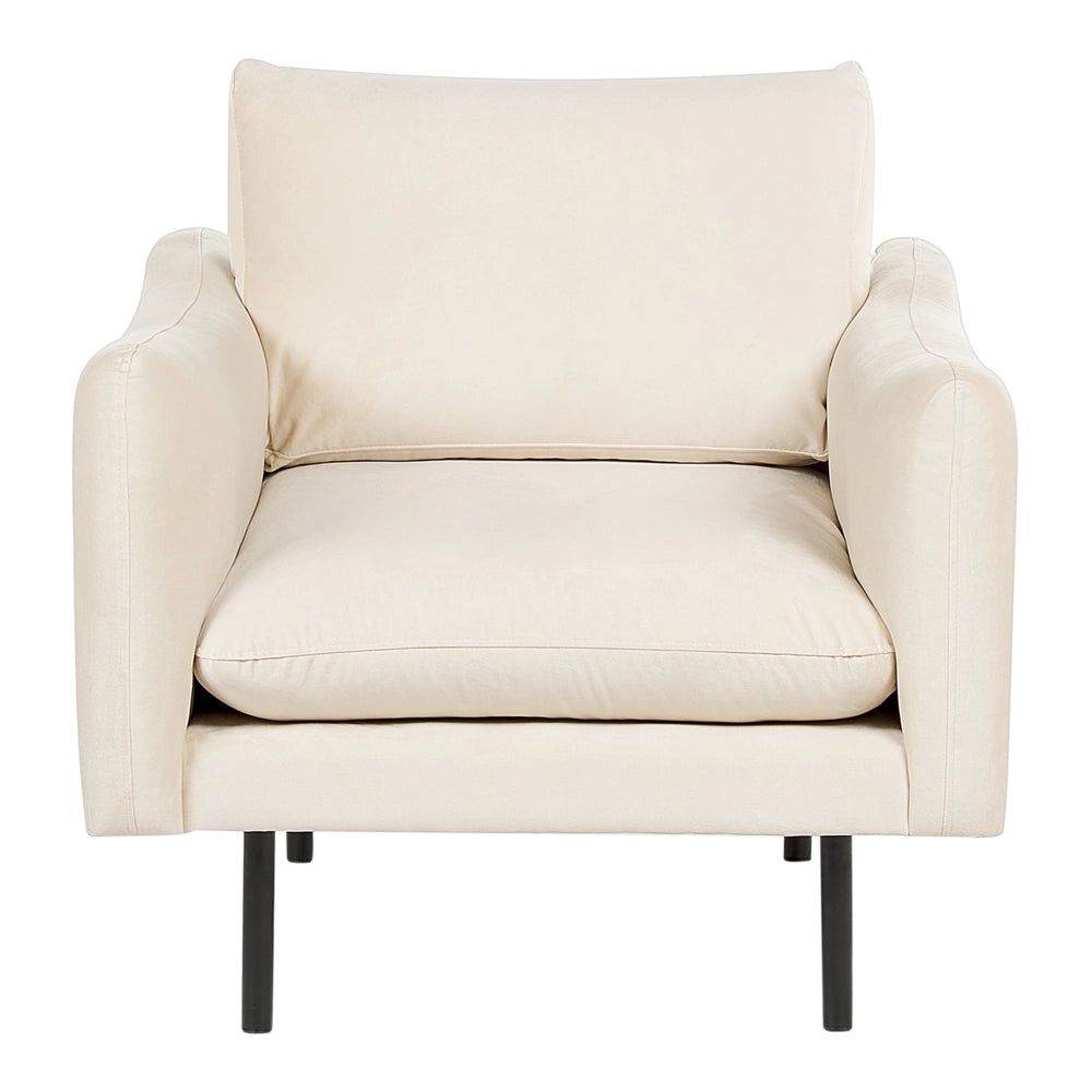 Poltrona moderna in velluto Beige chiaro con gambe nere Stile Retrò Moderno