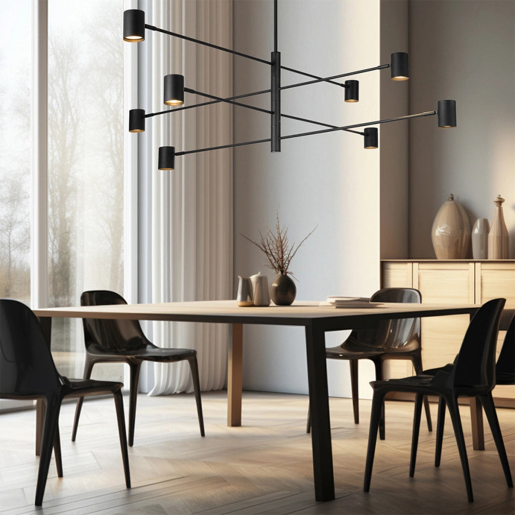 Lampada sospensione loft nera Snow 8xGU10 Light Prestige