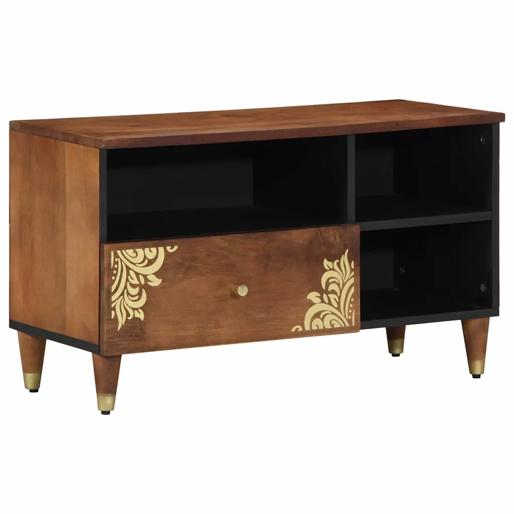 Mobile TV Marrone miele 80 x 33 x 46 cm Legno di mango massello 4018753