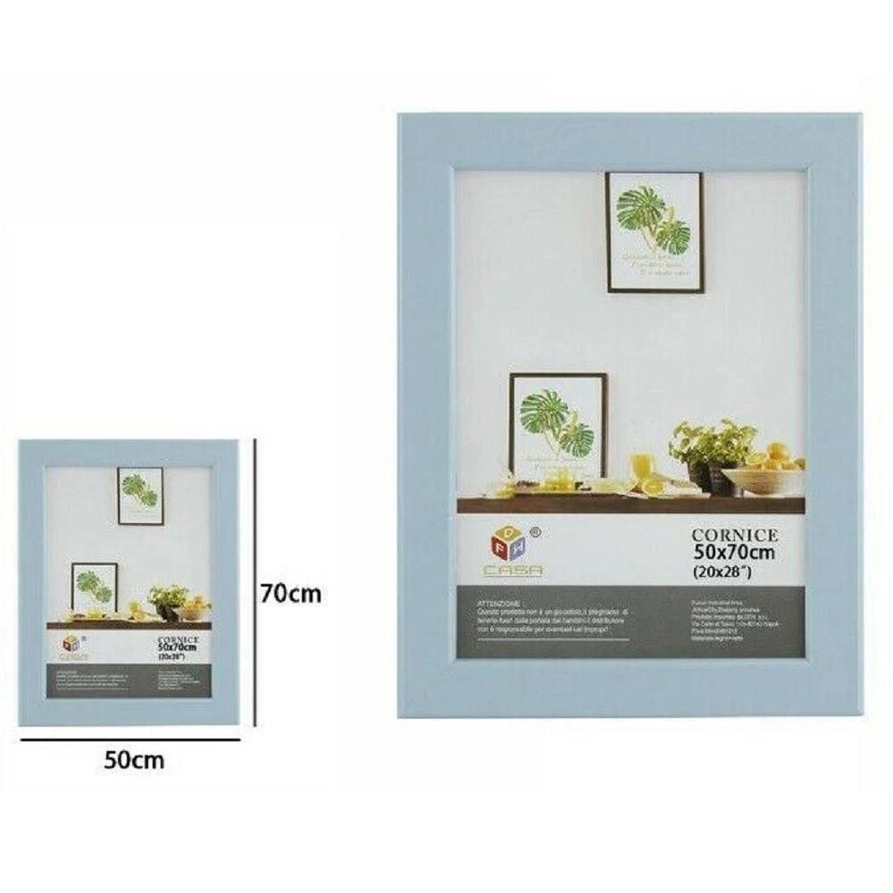 Trade Shop - Cornice Per Foto Fotografie Quadri Tele Dimensioni 50 X 70 Cm Azzurra -