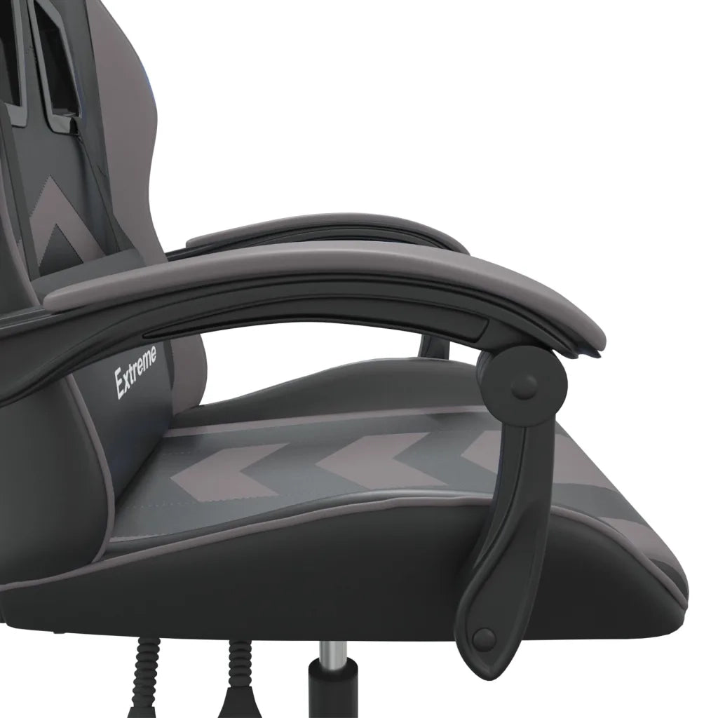 Sedia da Gaming Girevole Nera e Grigia in Similpelle 349595