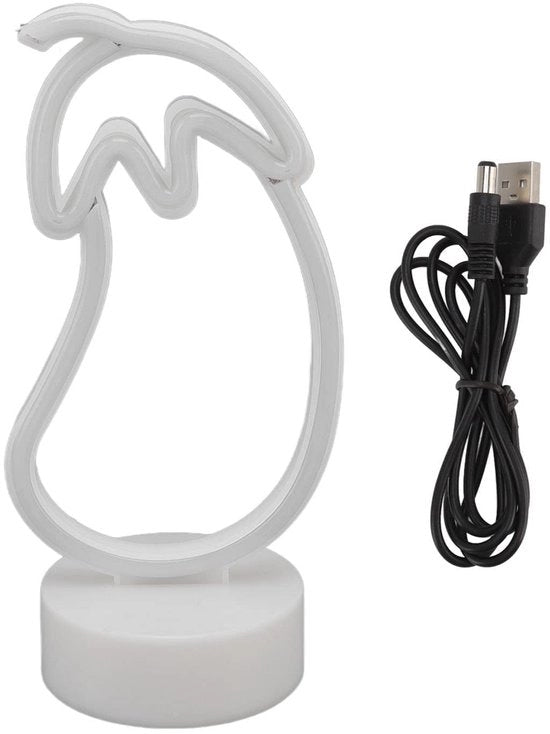 Lampada Neon Decorativa Aubergine - Luce LED - Decorazione per Parete - Illuminazione Decorativa - Alimentazione USB - Base Solida - Lampada Neon