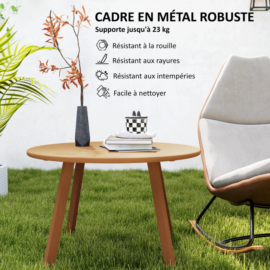 Tavolino rotondo da esterno ¨C Minimal ¨C metallo, arancione, ?70x42 cm