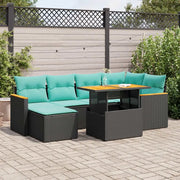 Set Divani da Giardino con Cuscini 7pz Nero Polyrattan 3327508