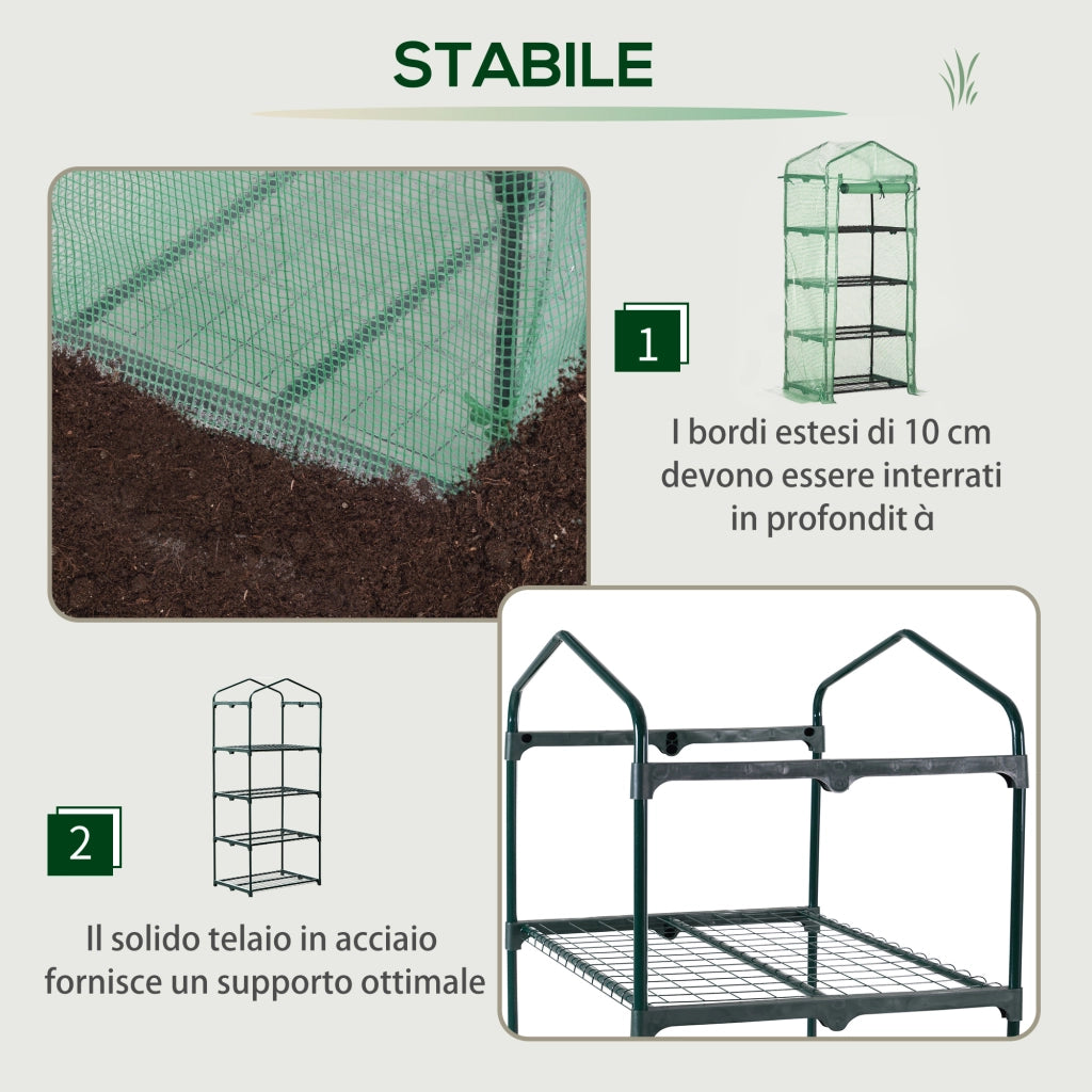 Serra Verticale per Giardino con Scaffale ¨C Minimal ¨C Verde 70x50x160cm