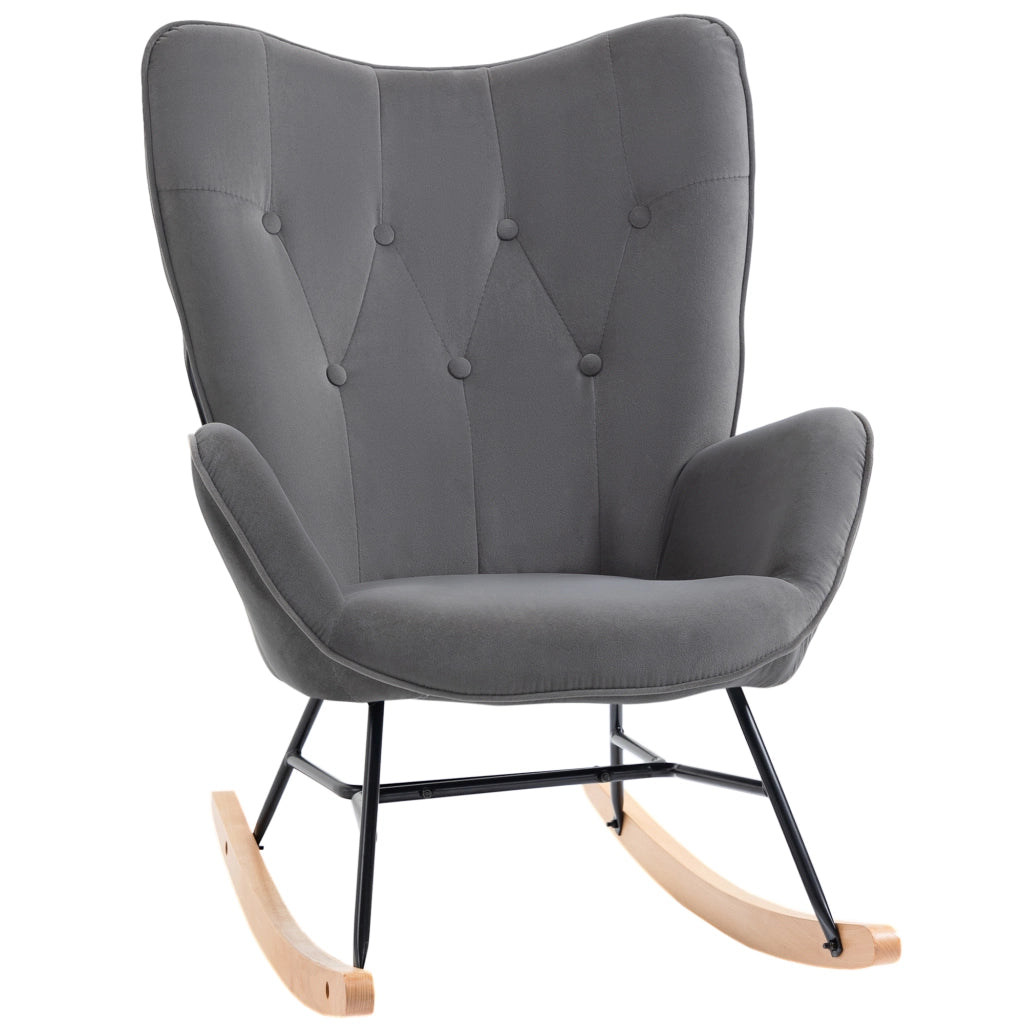 Poltrona a Dondolo in Velluto ¨C Minimal ¨C Grigio Scuro