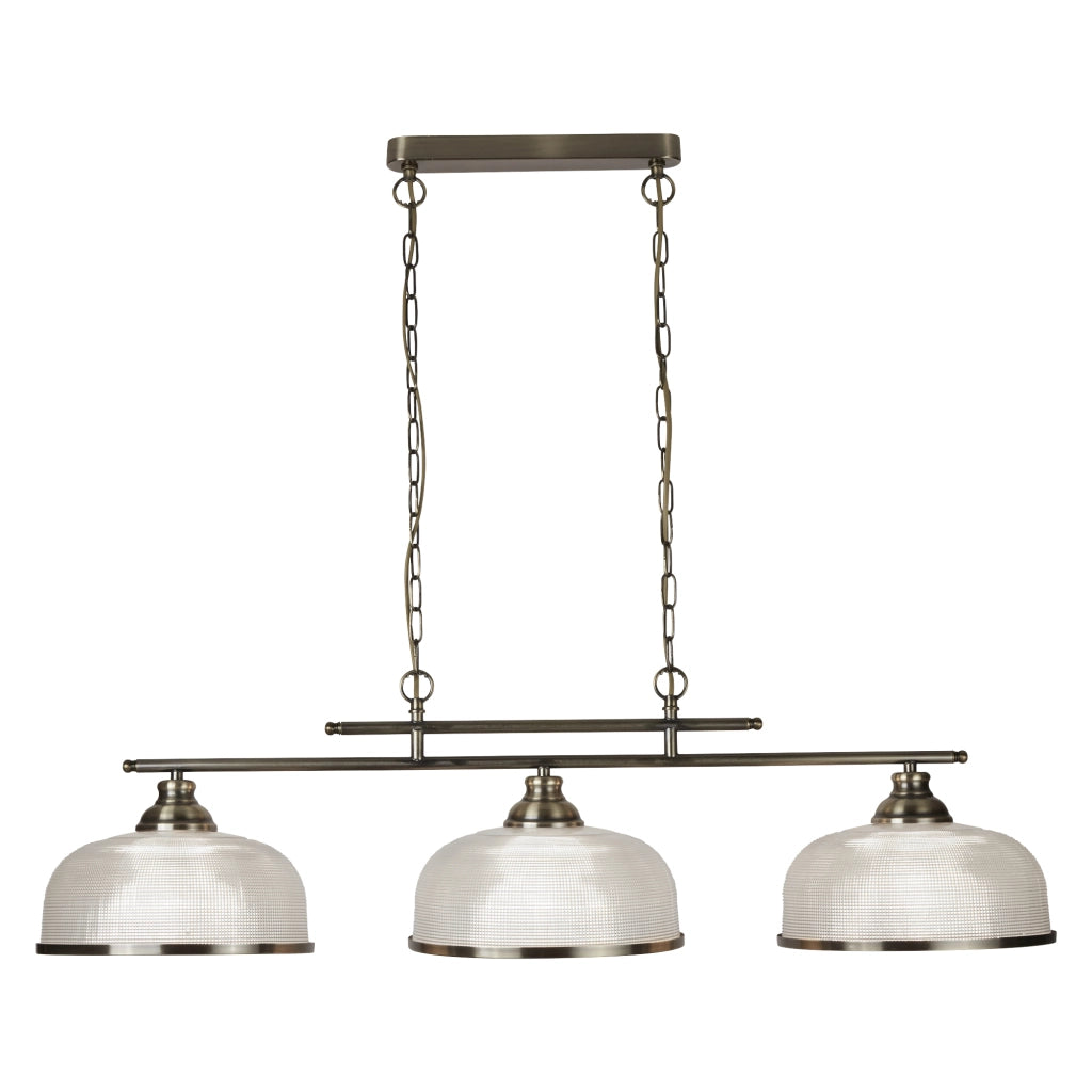 Lampadario Rustico Bistrot Ii Acciaio Ottone Vetro Trasparente 3 Luci E27