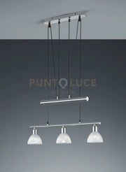 LEVISTO SOSPENSIONE CON BILANCERE LED 3 VETRI ACCIAIO L.60,5 CM 3 LUCI ATTACCO E14, LAMPADINE INCLUE 14,7W 1410LM 3000K