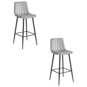 Sgabello da bar VALORA POZZA - Velluto grigio argento con gambe nere x 2