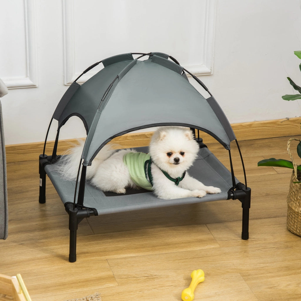 Cuccia per Cani con Baldacchino ¨C Minimal ¨C Grigio 61x46x62 cm