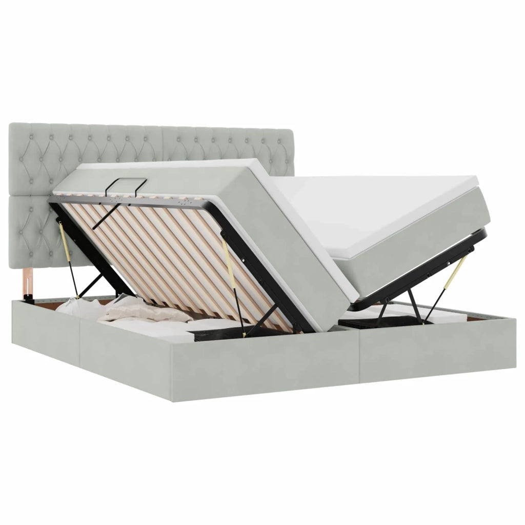 Letto con testiera Grigio chiaro 180 x 200 cm Velluto